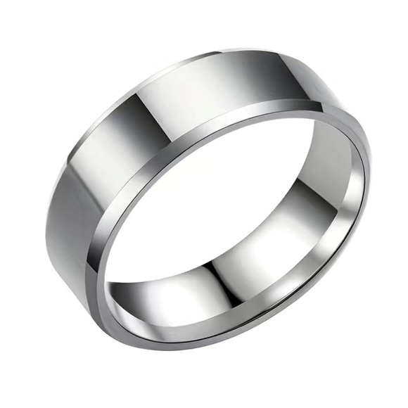 Stainless Steel Ring – 8mm Silver Polished Flat Band Wedding Engagement Promise - Picture 3 of 3